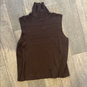 Christopher & Banks Brown Ribbed Turtleneck Sweater Tank